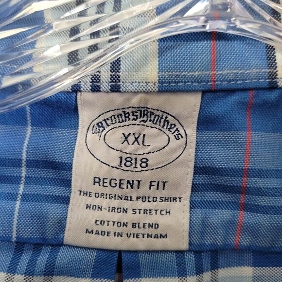 Brooks Brothers Men's Blue Plaid Button Front Non-Iron Shirt Size 2XL 11026-1250 - Picture 3 of 6